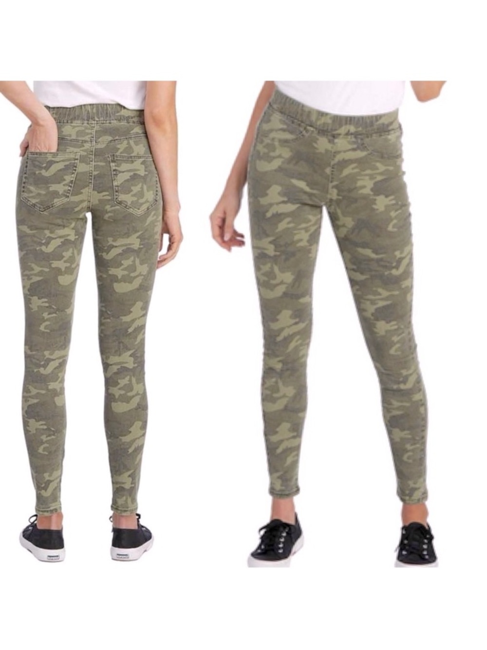 MUD PIE Elyse Green Camo Denim Leggings Pull-on Elastic Waist Jeggings